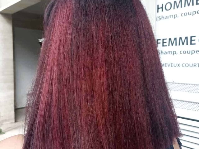 painting dark to red cheveux longs coloriste aix
