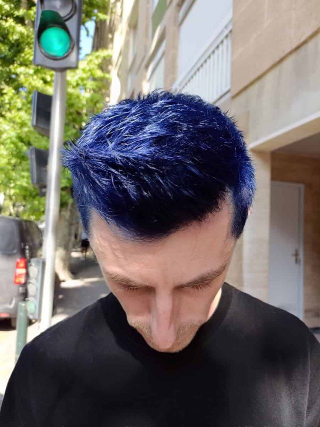 Cheveux bleu homme coloriste aix alchimie